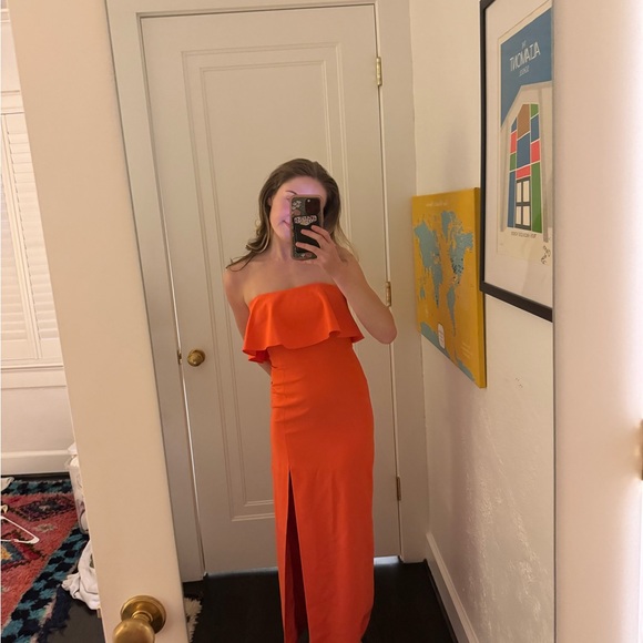 Aidan Mattox | Dresses | Elegant Orange Strapless Dress | Poshmark